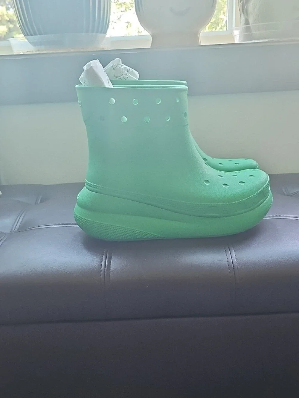 ●●CROCS GREEN RAIN BOOTS SIZE 7M/9W NWOT●●